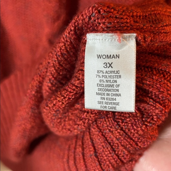 Dress barn Women's Cowl Neck red-orange color Sweater 3X - Picture 5 of 5